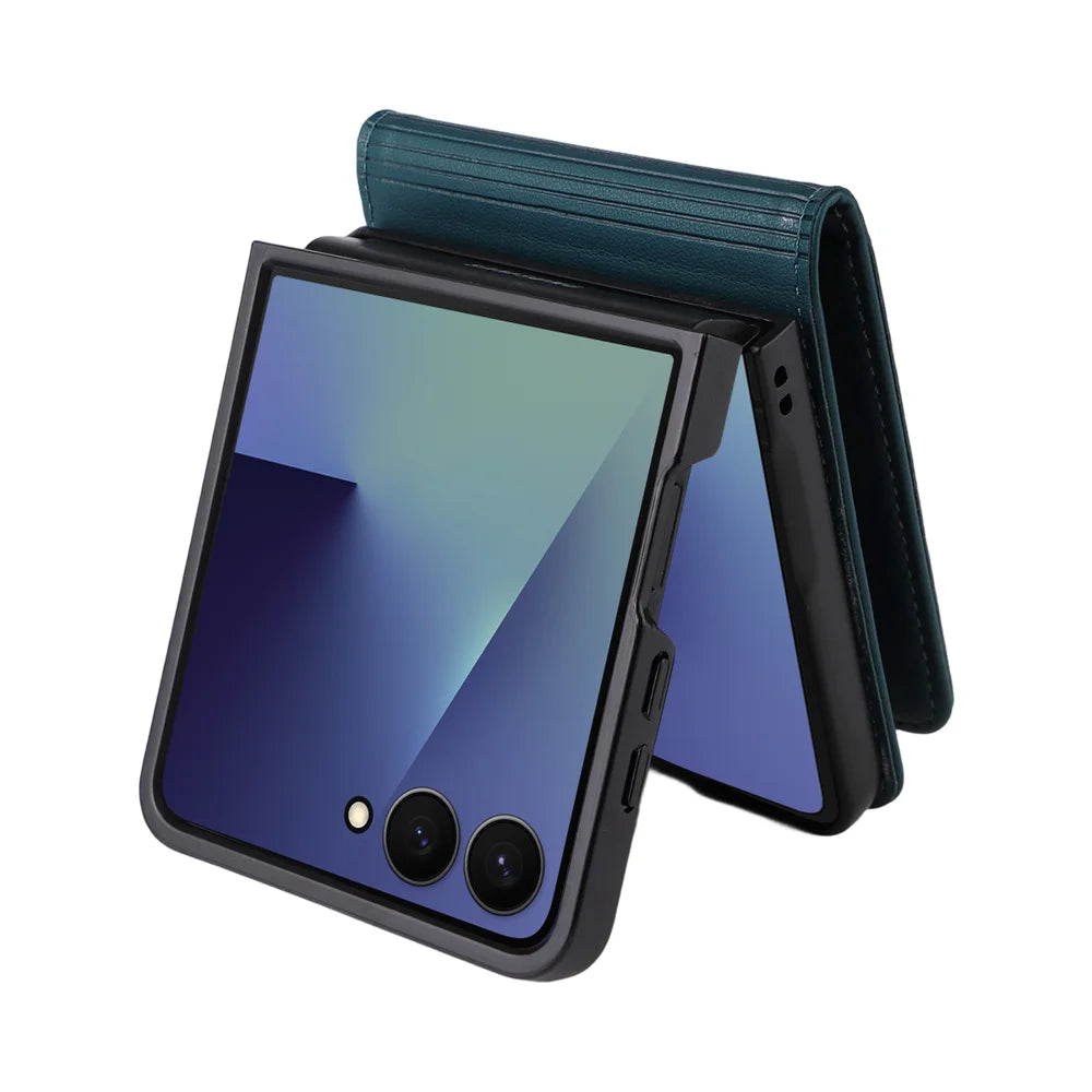 YIKATU For Samsung Galaxy Z Flip7 5G Phone Cases  Magnetic Closure PU Leather Mobile Cover - Green - 7