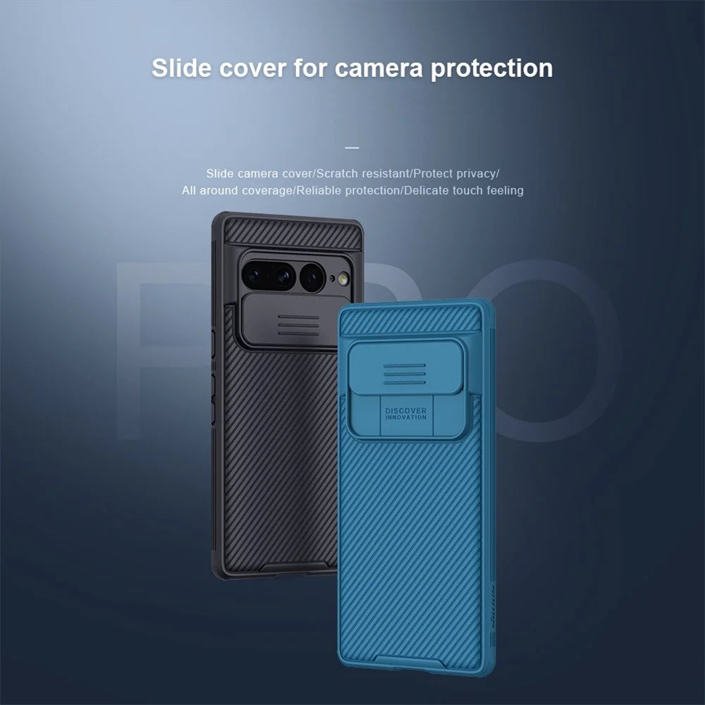 NILLKIN CamShield Pro Series for Google Pixel 7 Pro 5G Drop-proof Phone Case Hard PC Soft TPU Anti-scratch Cell Phone Cover with Slide Camera Cover - Black - 2