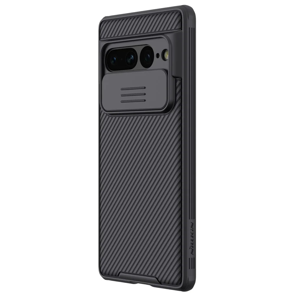 NILLKIN CamShield Pro Series for Google Pixel 7 Pro 5G Drop-proof Phone Case Hard PC Soft TPU Anti-scratch Cell Phone Cover with Slide Camera Cover - Black - 4