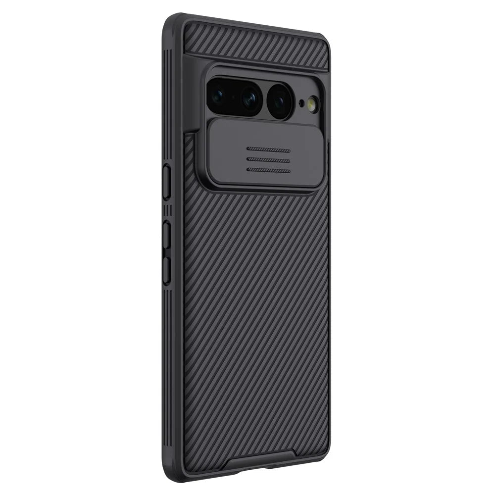 NILLKIN CamShield Pro Series for Google Pixel 7 Pro 5G Drop-proof Phone Case Hard PC Soft TPU Anti-scratch Cell Phone Cover with Slide Camera Cover - Black - 6
