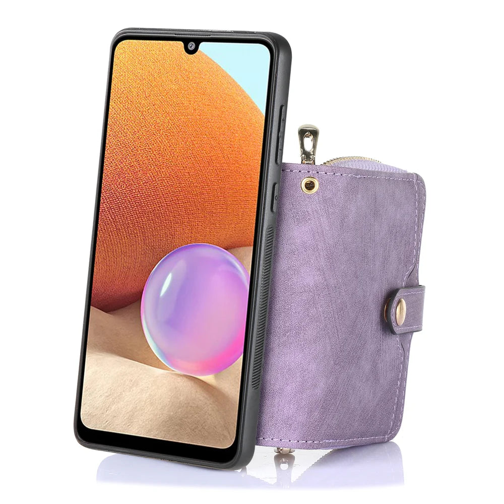 For Google Pixel 10 Pro / 10 / 9 Pro / 9 PU Leather Phone Back Cover with Zipper Card Holder and Long Strap - Purple - 3