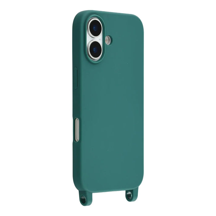 For iPhone 17 Case TPU Soft Shockproof Phone Cover with Adjustable Lanyard - Dark Green - 3