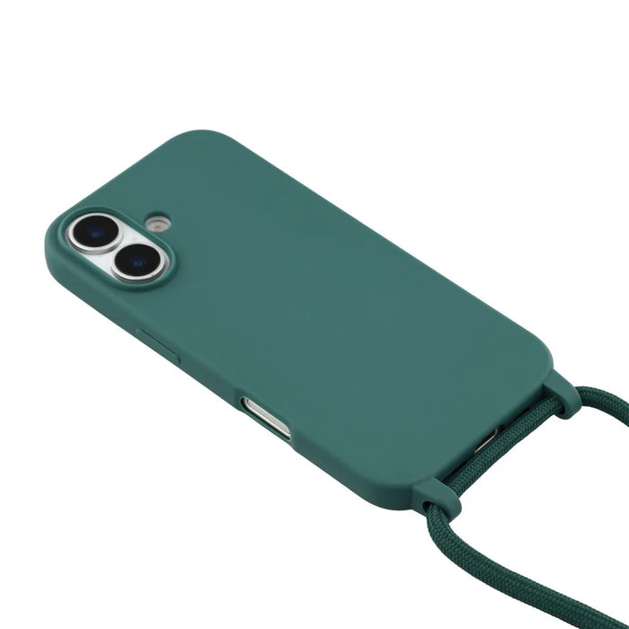 For iPhone 17 Case TPU Soft Shockproof Phone Cover with Adjustable Lanyard - Dark Green - 4