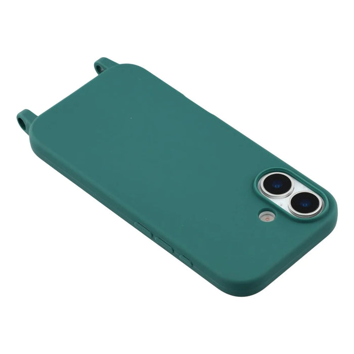 For iPhone 17 Case TPU Soft Shockproof Phone Cover with Adjustable Lanyard - Dark Green - 5