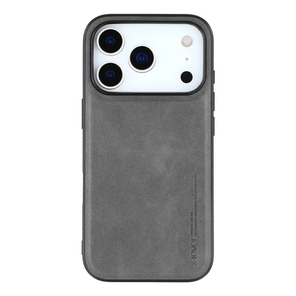 X-LEVEL Bojue-3 Series For iPhone 17 Pro Case Leather Coated PC + TPU Phone Back Cover - Grey - 3