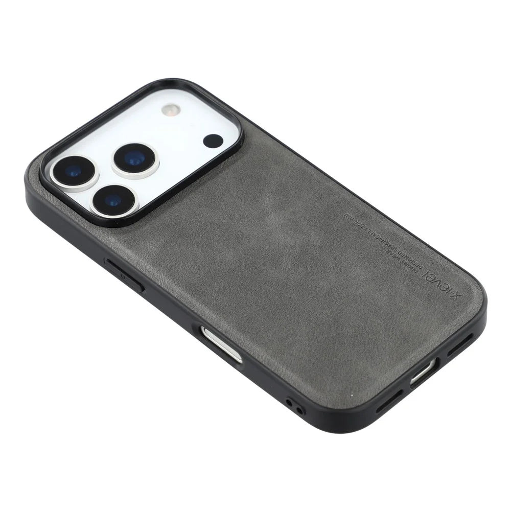X-LEVEL Bojue-3 Series For iPhone 17 Pro Case Leather Coated PC + TPU Phone Back Cover - Grey - 4