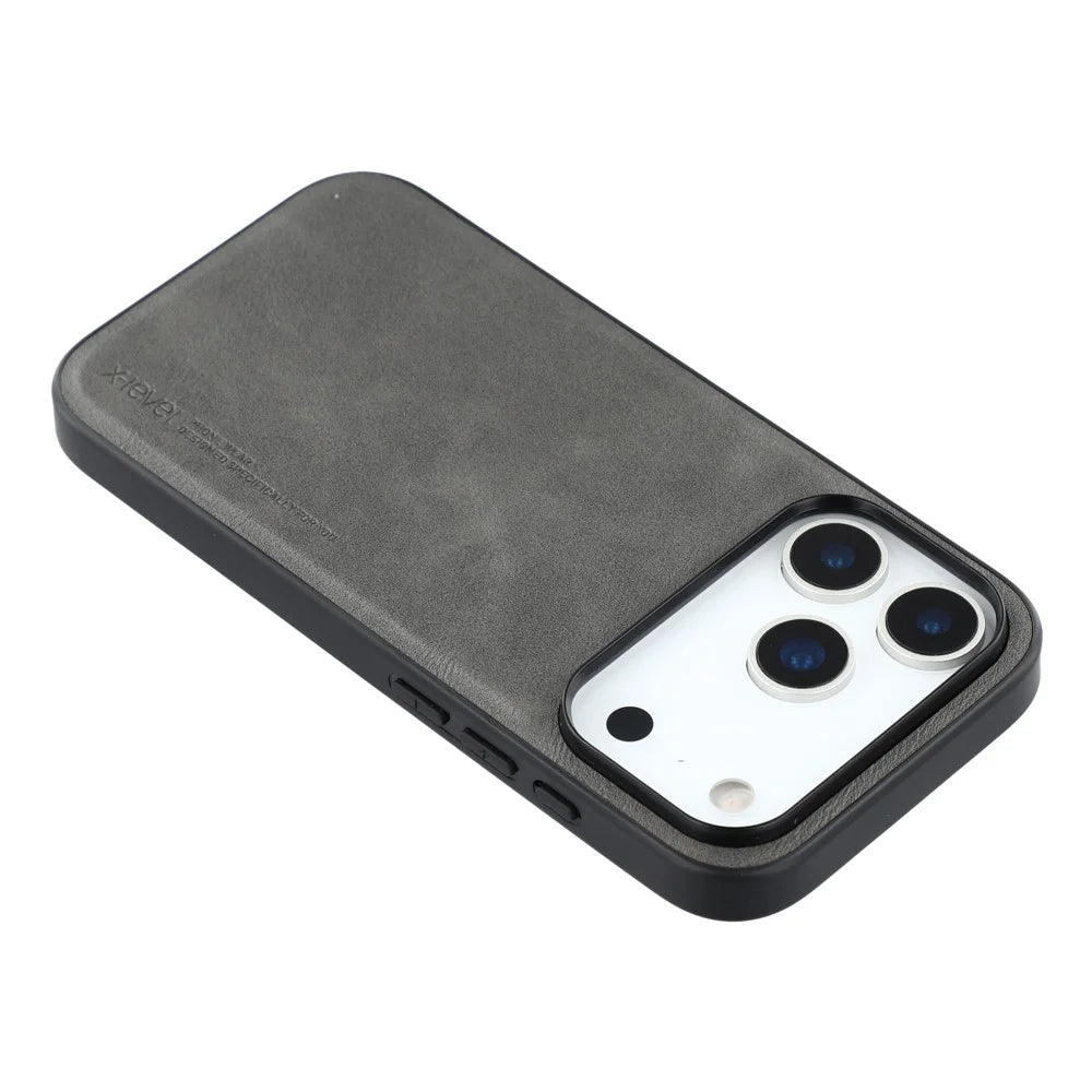 X-LEVEL Bojue-3 Series For iPhone 17 Pro Case Leather Coated PC + TPU Phone Back Cover - Grey - 5