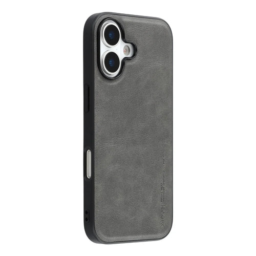 X-LEVEL Bojue-3 Series For iPhone 17 Case Leather Coated PC+TPU Phone Back Cover - Grey - 1
