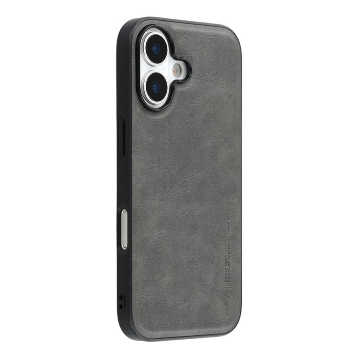 X-LEVEL Bojue-3 Series For iPhone 17 Case Leather Coated PC+TPU Phone Back Cover - Grey - 1