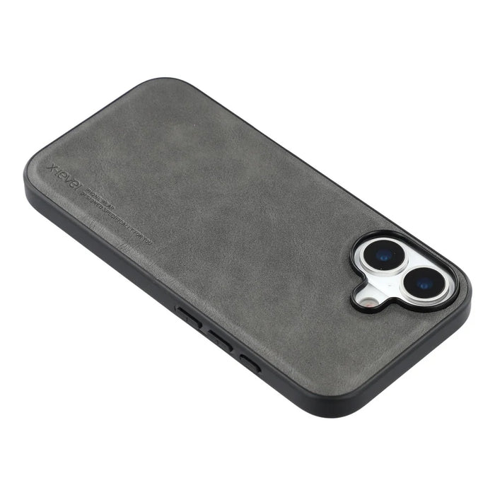 X-LEVEL Bojue-3 Series For iPhone 17 Case Leather Coated PC+TPU Phone Back Cover - Grey - 5