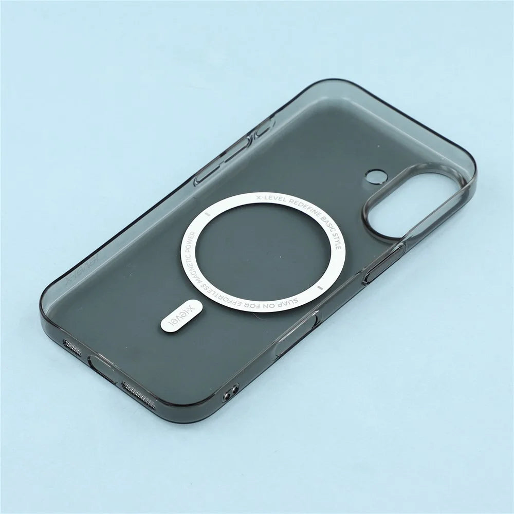 X-LEVEL For iPhone 17 Case Compatible with MagSafe Clear Back Slim Hard PC Phone Cover - Transparent Black - 7