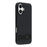 X-LEVEL For iPhone 17 Case Leather Coated PC TPU Phone Back Cover with Metal Kickstand - Black - 1