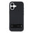 X-LEVEL For iPhone 17 Case Leather Coated PC TPU Phone Back Cover with Metal Kickstand - Black - 3