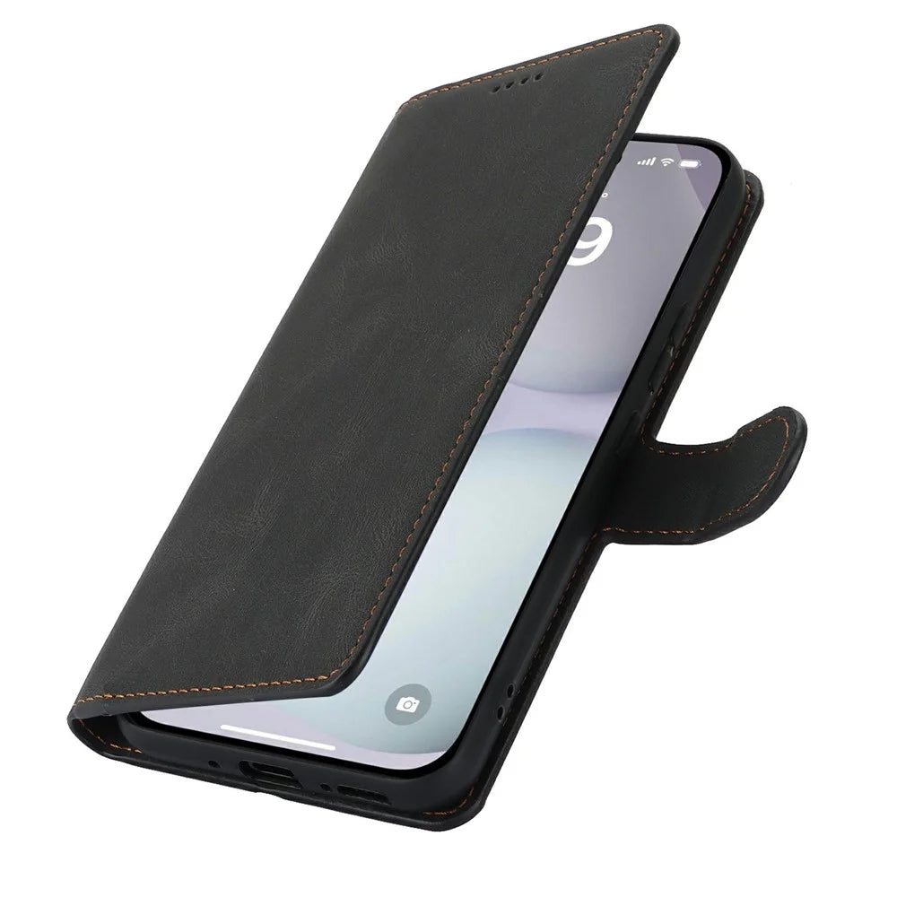 For iPhone 17 Case PU Leather Phone Cover with Wallet Stand - Black - 5