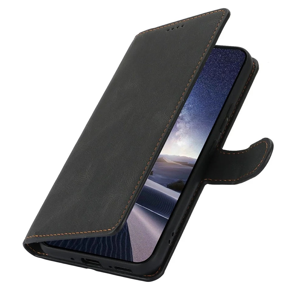 For iPhone 18 Pro / 17 Pro Case PU Leather Phone Cover with Wallet Stand - Black - 5