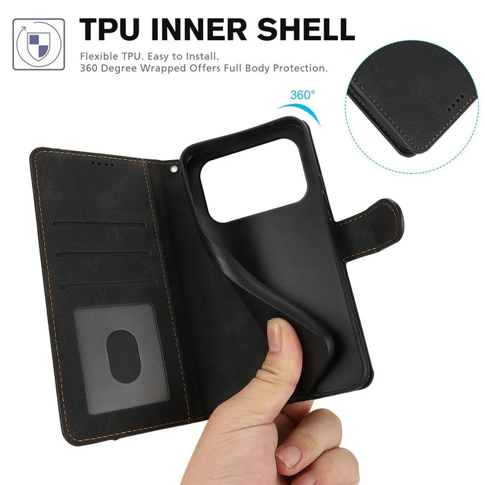 For iPhone 18 Pro Max / 17 Pro Max Case PU Leather Phone Cover with Wallet Stand - Black - 6