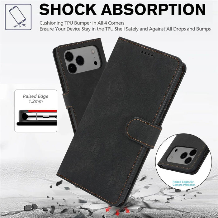 For iPhone 18 Pro Max / 17 Pro Max Case PU Leather Phone Cover with Wallet Stand - Black - 7