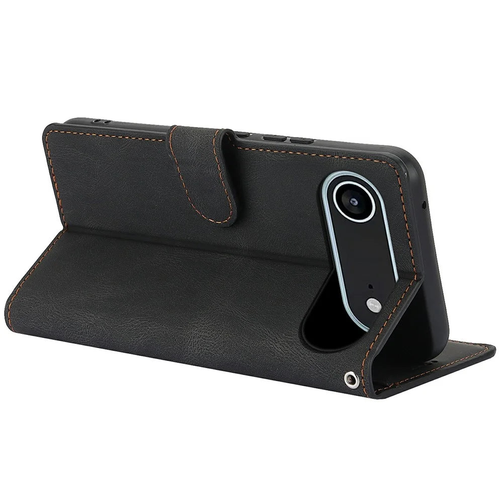 For iPhone Air Case PU Leather Phone Cover with Wallet Stand - Black - 3