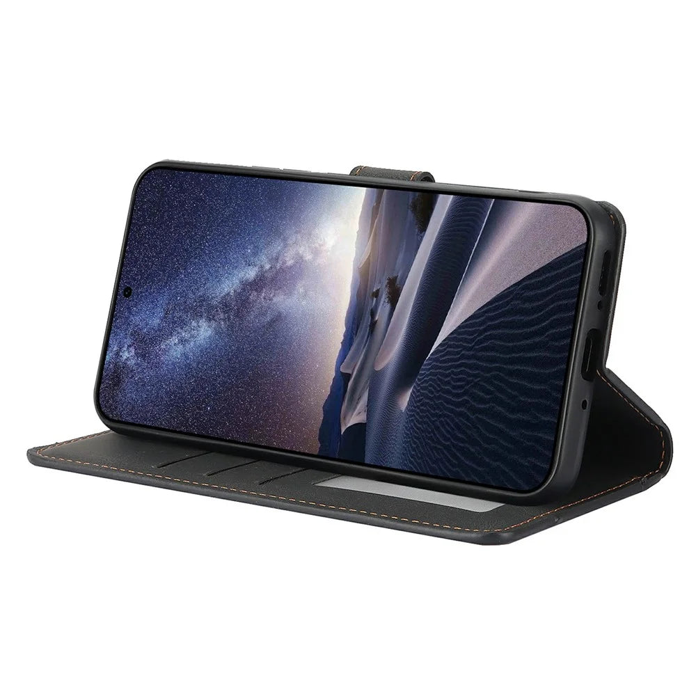 For iPhone Air Case PU Leather Phone Cover with Wallet Stand - Black - 4