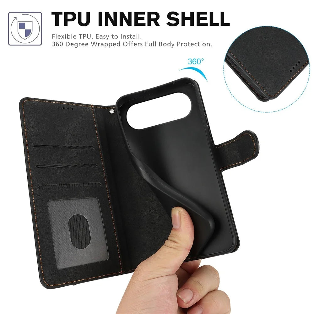 For iPhone Air Case PU Leather Phone Cover with Wallet Stand - Black - 6