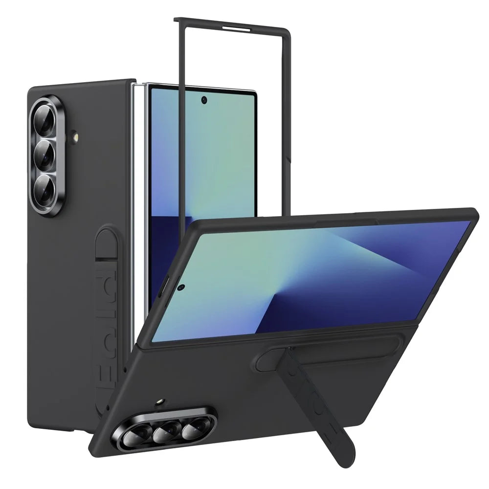 For Samsung Galaxy Z Fold7 5G Case Kickstand Hard PC Phone Cover (without Screen Protector) - Black - 1