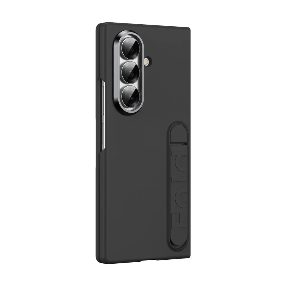 For Samsung Galaxy Z Fold7 5G Phone Case Kickstand PC Cover with Tempered Glass Screen Protector - Black - 2