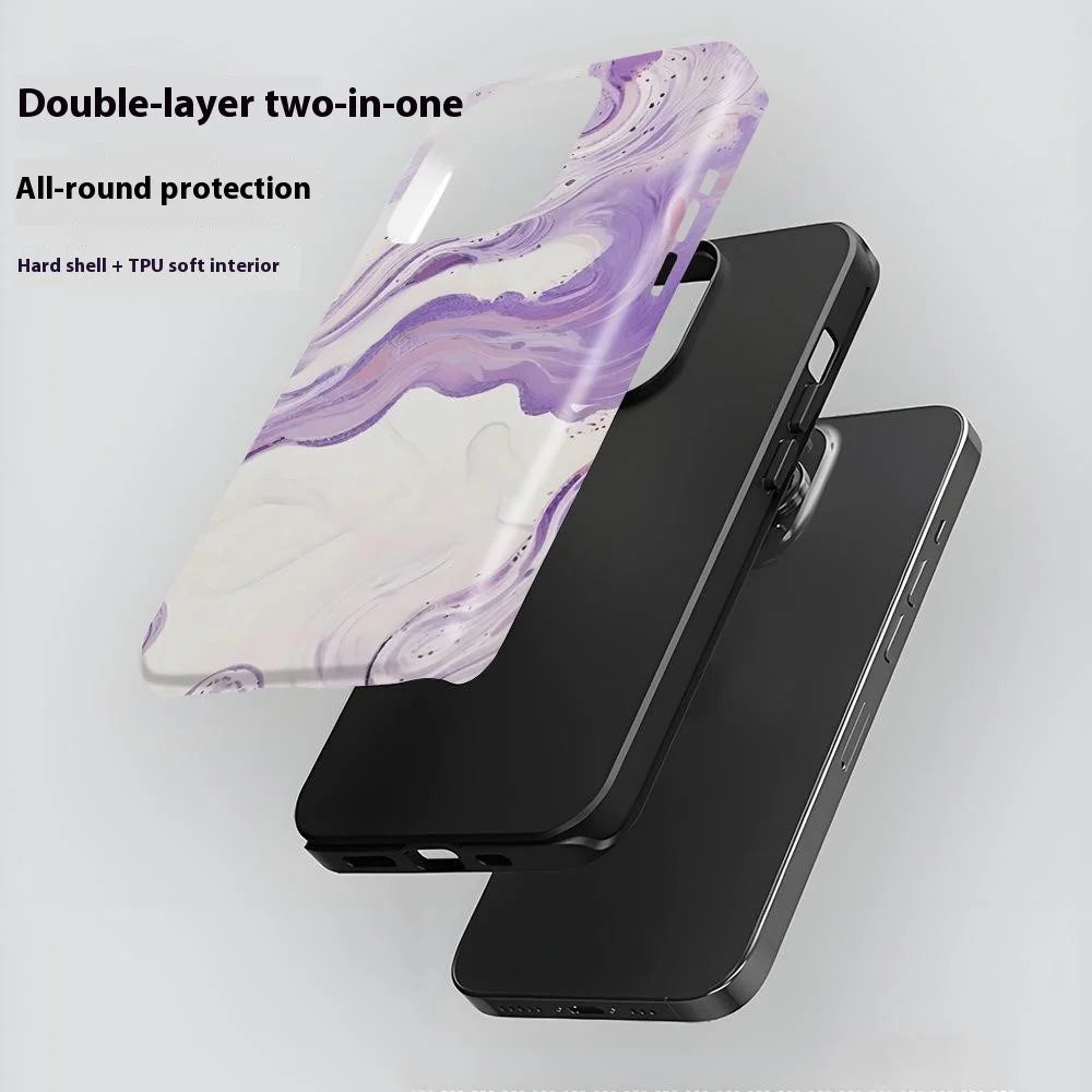 For iPhone 16 Pro Max Case Heat Transfer Marble Pattern Hard PC + TPU Phone Cover - HZ991 - 4