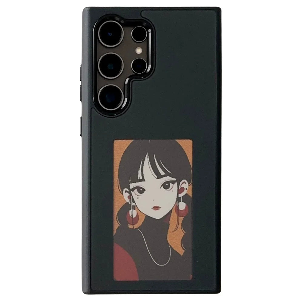 For Samsung Galaxy S25 Ultra E Ink Phone Cover 4-Color Display Pattern Customized Case - Black - 1