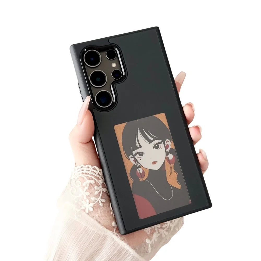 For Samsung Galaxy S25 Ultra E Ink Phone Cover 4-Color Display Pattern Customized Case - Black - 2