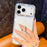 For iPhone 18 Pro / 17 Pro Case with Ring Kickstand Rhinestone Edge TPU + PC IMD Phone Cover - Glitter White - 3