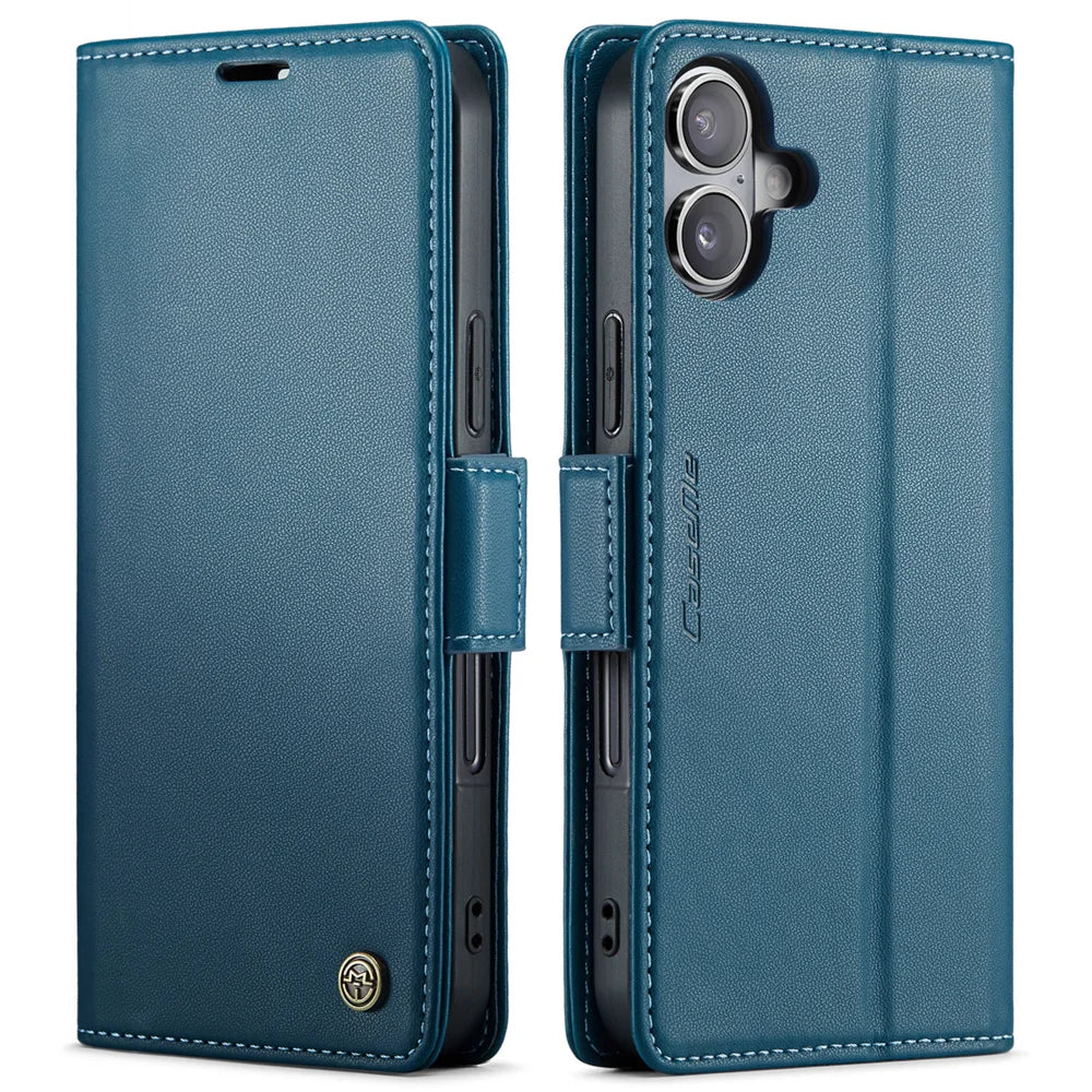 CASEME For iPhone 17 Case  023 Series RFID Blocking Glossy Stand Phone Cover - Blue - 1