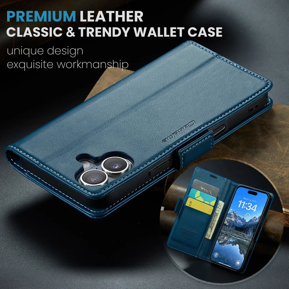 CASEME For iPhone 17 Case  023 Series RFID Blocking Glossy Stand Phone Cover - Blue - 5