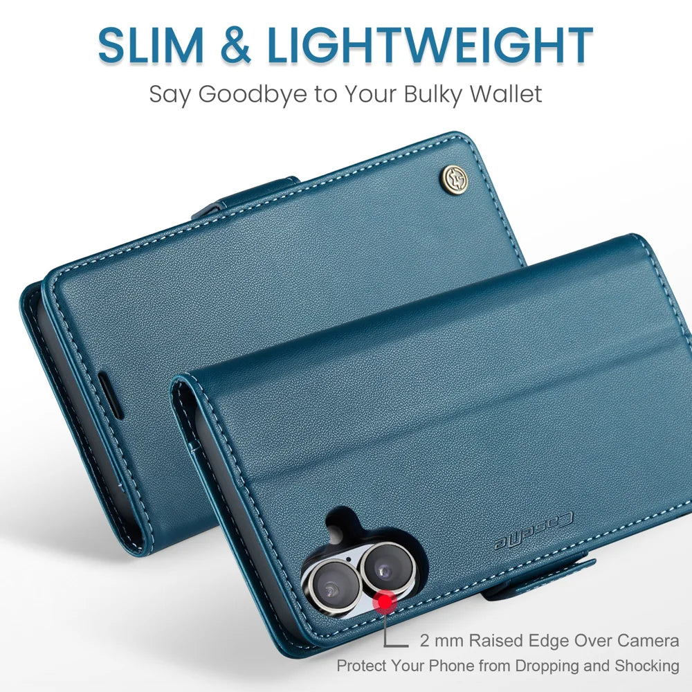 CASEME For iPhone 17 Case  023 Series RFID Blocking Glossy Stand Phone Cover - Blue - 6