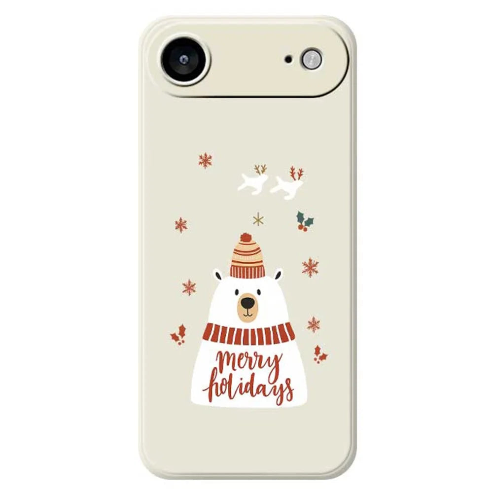 For iPhone Air Case Merry Holiday Bear Pattern Printing Straight Edge TPU Phone Back Cover - Beige - 1