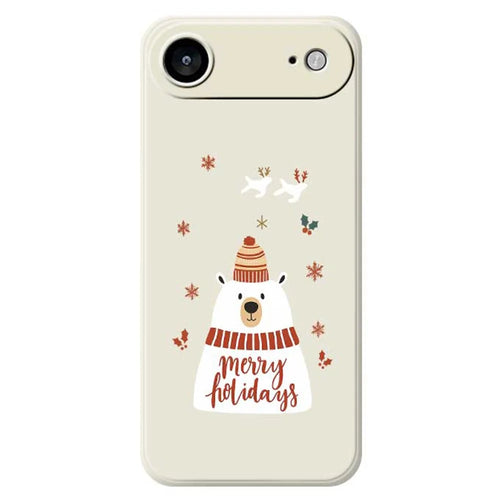 For iPhone Air Case Merry Holiday Bear Pattern Printing Straight Edge TPU Phone Back Cover - Beige - 1