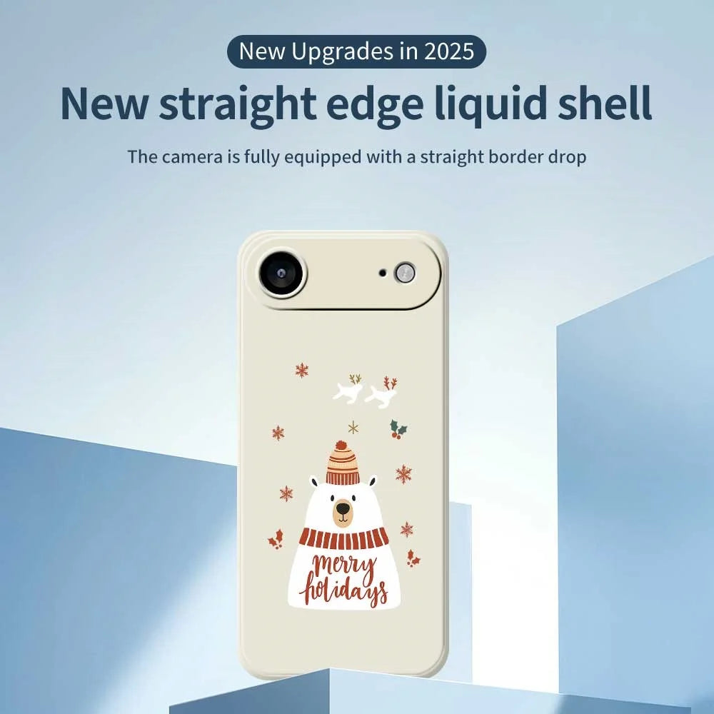 For iPhone Air Case Merry Holiday Bear Pattern Printing Straight Edge TPU Phone Back Cover - Beige - 2