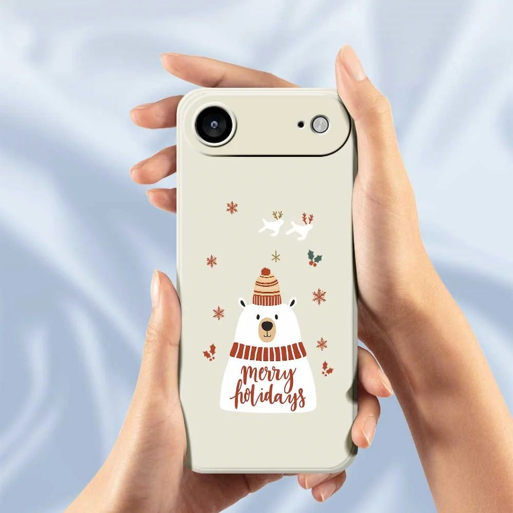 For iPhone Air Case Merry Holiday Bear Pattern Printing Straight Edge TPU Phone Back Cover - Beige - 4