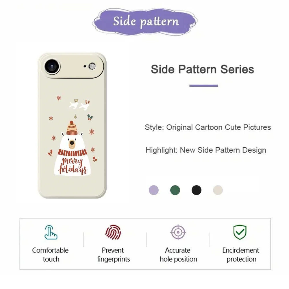 For iPhone Air Case Merry Holiday Bear Pattern Printing Straight Edge TPU Phone Back Cover - Beige - 7