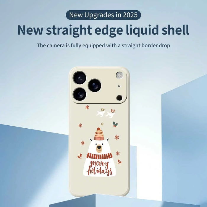 For iPhone 18 Pro / 17 Pro Case Merry Holiday Bear Pattern Printing Straight Edge TPU Phone Back Cover - Beige - 2