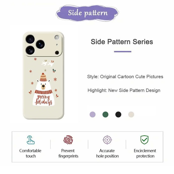 For iPhone 18 Pro Max / 17 Pro Max Case Merry Holiday Bear Pattern Printing Straight Edge TPU Phone Back Cover - Beige - 7