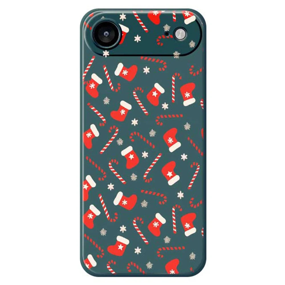 For iPhone Air Case Red Canes and Stockings Pattern Printing Straight Edge TPU Phone Back Cover - Green - 1