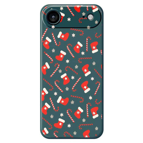 For iPhone Air Case Red Canes and Stockings Pattern Printing Straight Edge TPU Phone Back Cover - Green - 1