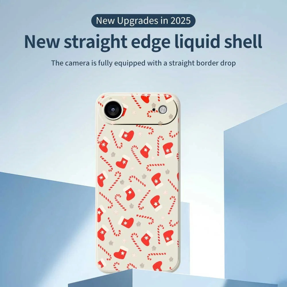 For iPhone Air Case Red Canes and Stockings Pattern Printing Straight Edge TPU Phone Back Cover - Green - 2