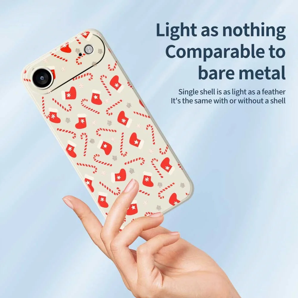 For iPhone Air Case Red Canes and Stockings Pattern Printing Straight Edge TPU Phone Back Cover - Green - 3