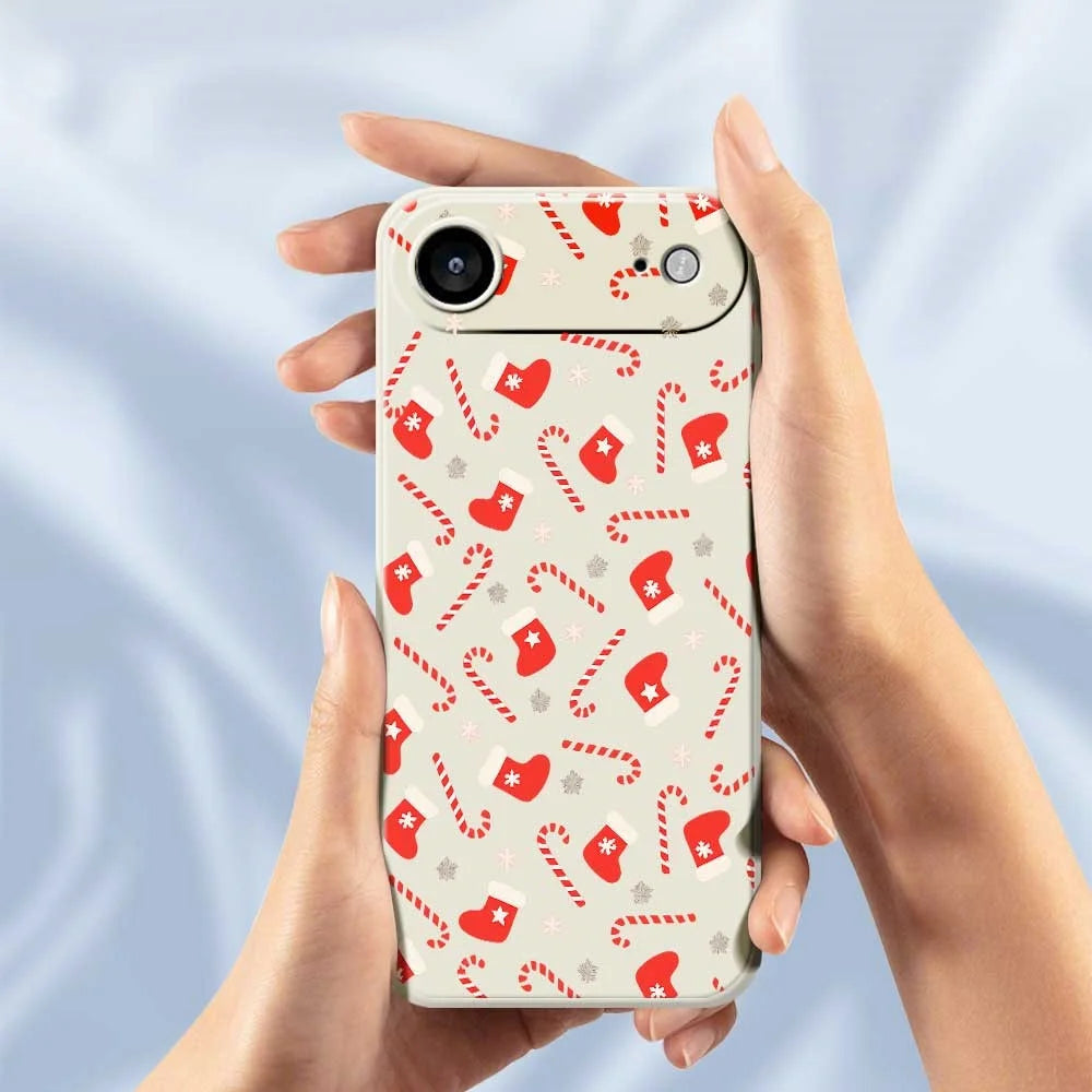 For iPhone Air Case Red Canes and Stockings Pattern Printing Straight Edge TPU Phone Back Cover - Green - 4