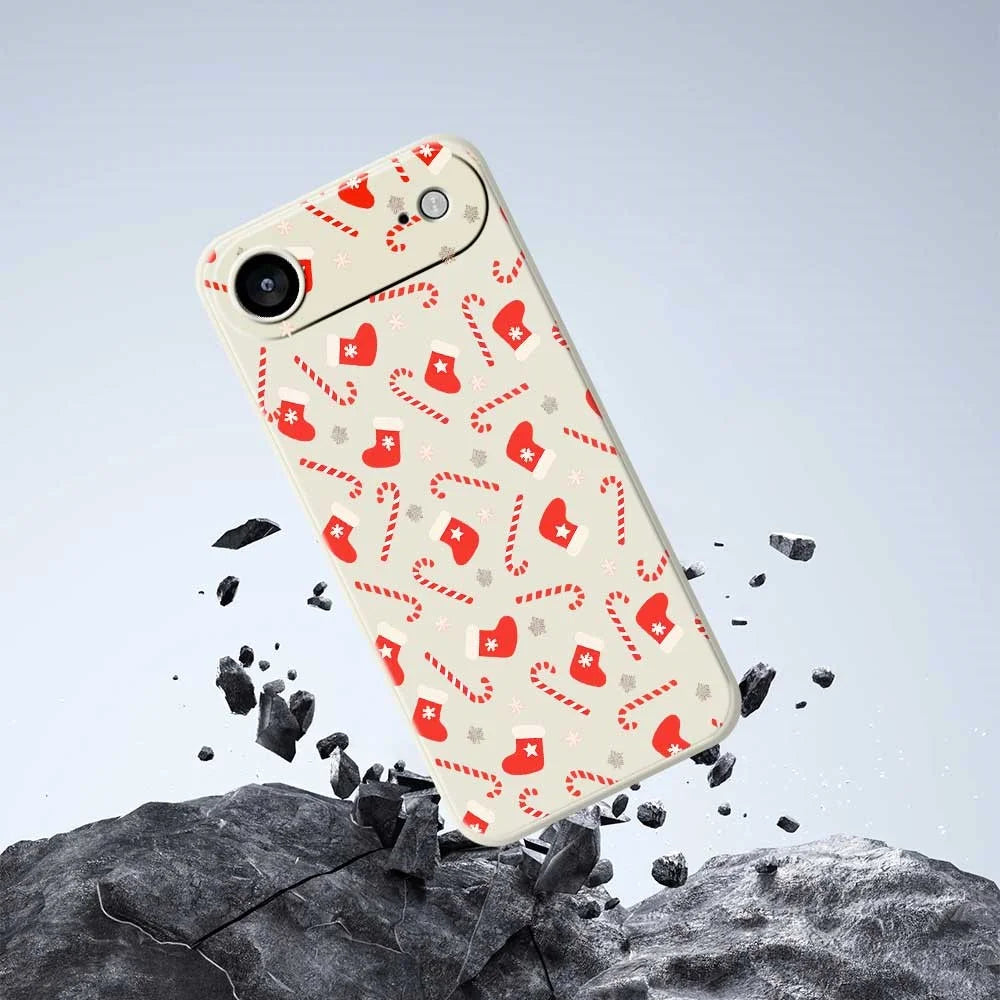 For iPhone Air Case Red Canes and Stockings Pattern Printing Straight Edge TPU Phone Back Cover - Green - 5