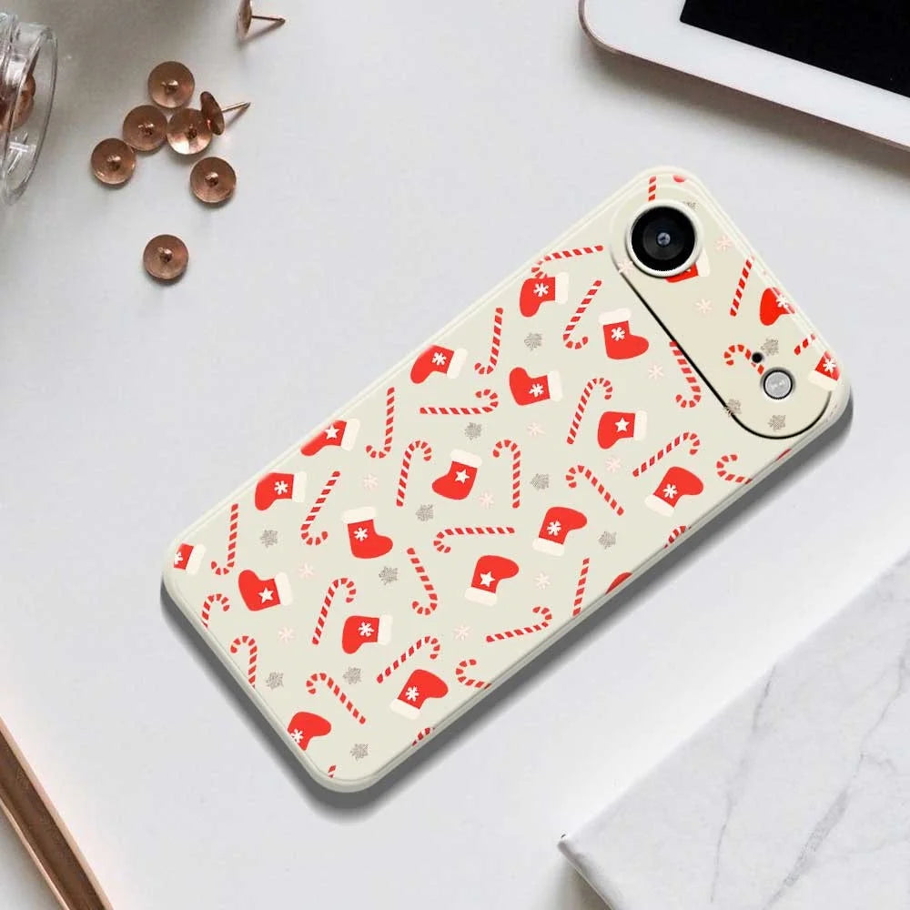 For iPhone Air Case Red Canes and Stockings Pattern Printing Straight Edge TPU Phone Back Cover - Green - 6