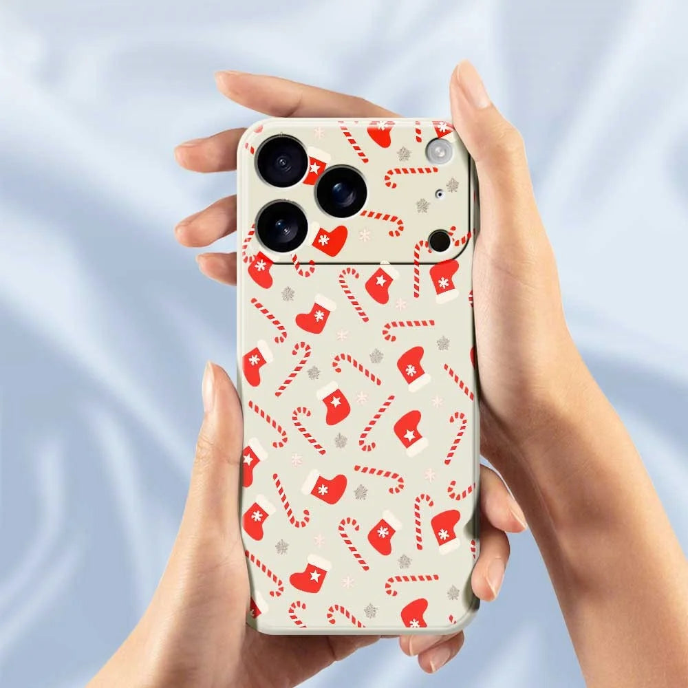 For iPhone 18 Pro / 17 Pro Case Red Canes and Stockings Pattern Printing Straight Edge TPU Phone Back Cover - Green - 4
