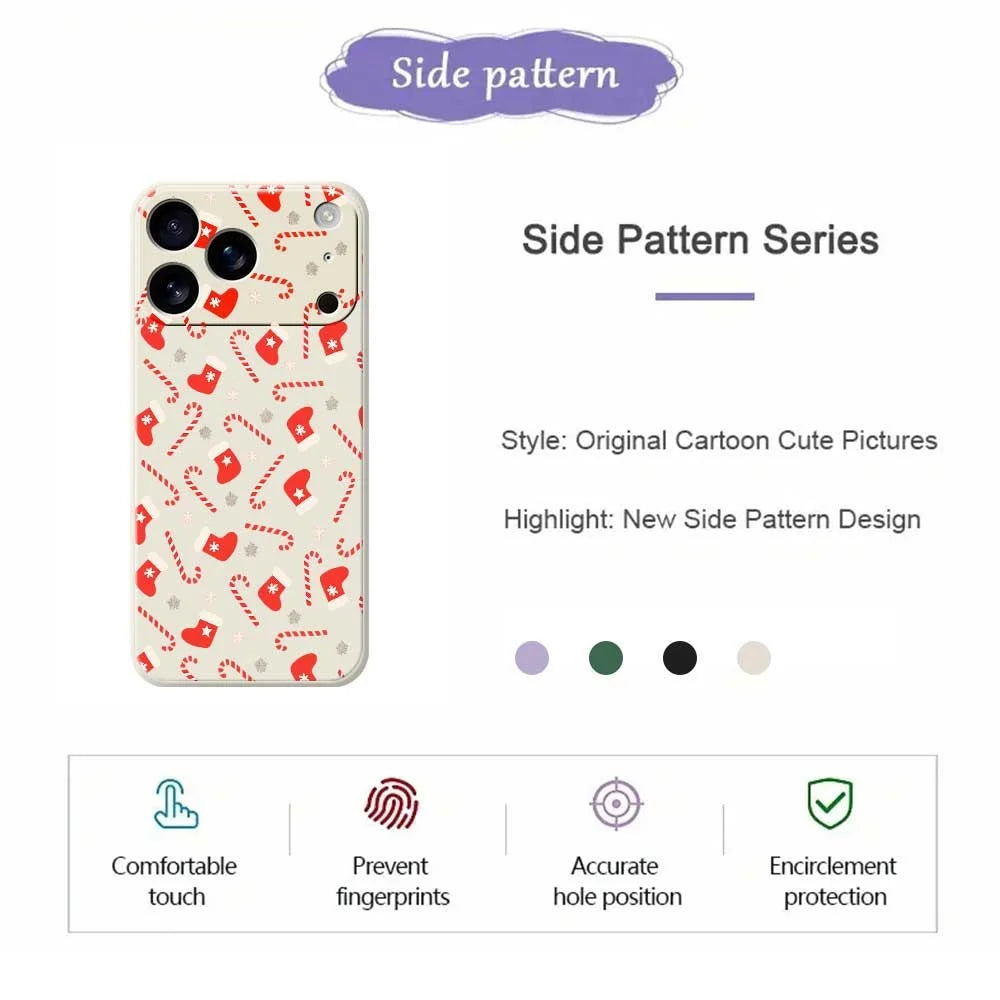 For iPhone 18 Pro / 17 Pro Case Red Canes and Stockings Pattern Printing Straight Edge TPU Phone Back Cover - Green - 7