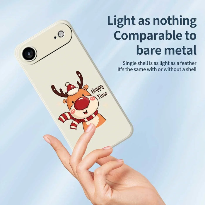 For iPhone Air Case Happy Time Deer Pattern Printing Straight Edge TPU Phone Back Cover - Beige - 3